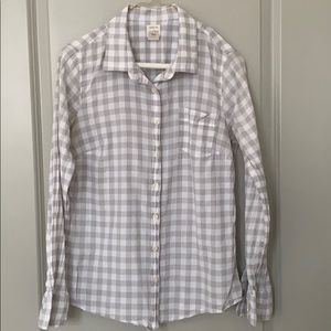 Grey and white checked JCrew Button Down